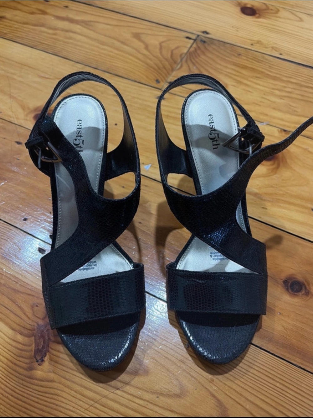 East 5th Black Strappy Heeled Sandals